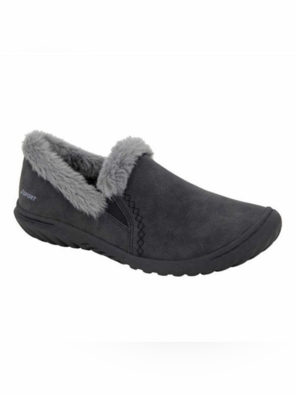 Women's Faux-Fur Slip-On Fur Mule Clog  - Gray Size 10